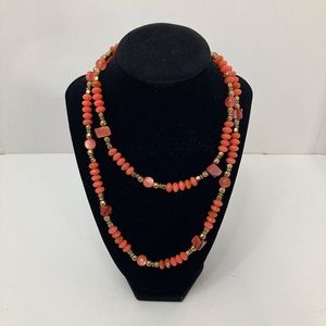 Orange and Gold Beaded Necklace